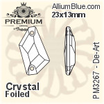 PREMIUM De-Art Sew-on Stone (PM3267) 23x13mm - Clear Crystal With Foiling
