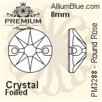 PREMIUM Round Rose Sew-on Stone (PM3288) 8mm - Clear Crystal With Foiling