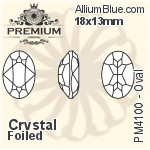 PREMIUM Oval Fancy Stone (PM4100) 18x13mm - Clear Crystal With Foiling