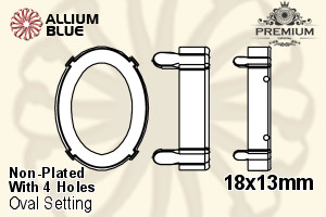 PREMIUM Oval Setting (PM4130/S), With Sew-on Holes, 18x13mm, Unplated Brass