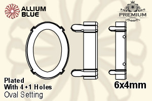 PREMIUM Oval 石座, (PM4130/S), 縫い穴付き, 6x4mm, メッキあり 真鍮 - ウインドウを閉じる