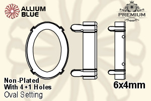 PREMIUM Oval Setting (PM4130/S), With Sew-on Holes, 6x4mm, Unplated Brass