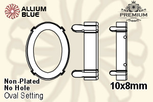 PREMIUM Oval Setting (PM4130/S), No Hole, 10x8mm, Unplated Brass