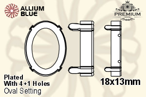 PREMIUM Oval Setting (PM4130/S), With Sew-on Holes, 18x13mm, Plated Brass