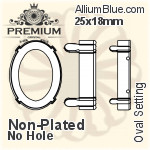 PREMIUM Oval 石座, (PM4130/S), 縫い穴なし, 25x18mm, メッキなし 真鍮