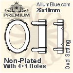 PREMIUM Oval 石座, (PM4130/S), 縫い穴付き, 25x18mm, メッキなし 真鍮