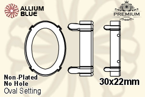 PREMIUM Oval 石座, (PM4130/S), 縫い穴なし, 30x22mm, メッキなし 真鍮