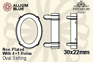 PREMIUM Oval 石座, (PM4130/S), 縫い穴付き, 30x22mm, メッキなし 真鍮