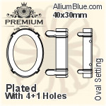 PREMIUM Oval 石座, (PM4130/S), 縫い穴付き, 40x30mm, メッキあり 真鍮
