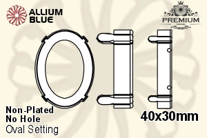 PREMIUM Oval Setting (PM4130/S), No Hole, 40x30mm, Unplated Brass
