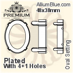 PREMIUM Oval 石座, (PM4130/S), 縫い穴付き, 48x38mm, メッキあり 真鍮