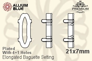 PREMIUM Elongated Baguette Setting (PM4161/S), With Sew-on Holes, 21x7mm, Plated Brass