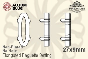 PREMIUM Elongated Baguette Setting (PM4161/S), No Hole, 27x9mm, Unplated Brass - 關閉視窗 >> 可點擊圖片