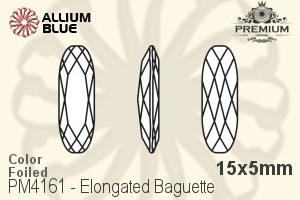 PREMIUM CRYSTAL Elongated Baguette Fancy Stone 15x5mm Sapphire F