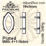 PREMIUM Navette Setting (PM4200/S), With Sew-on Holes, 10x5mm, Plated Brass