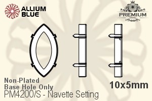 PREMIUM Navette 石座, (PM4200/S), 縫い穴なし, 10x5mm, メッキなし 真鍮 - ウインドウを閉じる