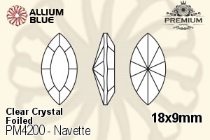 PREMIUM Navette Fancy Stone (PM4200) 18x9mm - Clear Crystal With Foiling - Click Image to Close