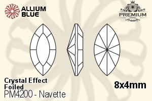 PREMIUM Navette Fancy Stone (PM4200) 8x4mm - Crystal Effect With Foiling - Click Image to Close