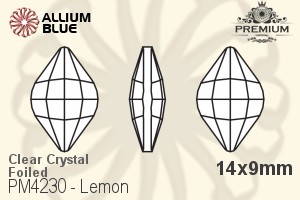 プレミアム Lemon ファンシーストーン (PM4230) 14x9mm - クリスタル 裏面フォイル - ウインドウを閉じる