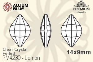 PREMIUM Lemon Fancy Stone (PM4230) 14x9mm - Clear Crystal With Foiling - Haga Click en la Imagen para Cerrar