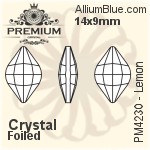 PREMIUM Lemon Fancy Stone (PM4230) 14x9mm - Clear Crystal With Foiling