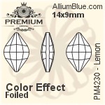 PREMIUM Lemon Fancy Stone (PM4230) 14x9mm - Color Effect With Foiling