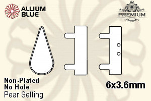PREMIUM Pear 石座, (PM4300/S), 縫い穴なし, 6x3.6mm, メッキなし 真鍮