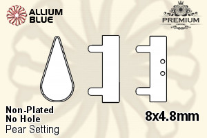 PREMIUM Pear 石座, (PM4300/S), 縫い穴なし, 8x4.8mm, メッキなし 真鍮