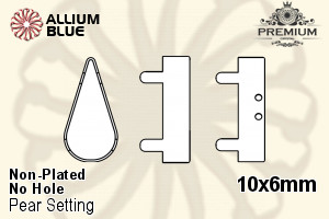 PREMIUM Pear 石座, (PM4300/S), 縫い穴なし, 10x6mm, メッキなし 真鍮