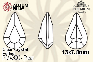 PREMIUM Pear Fancy Stone (PM4300) 13x7.8mm - Clear Crystal With Foiling - 關閉視窗 >> 可點擊圖片