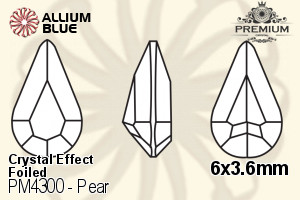 PREMIUM CRYSTAL Pear Fancy Stone 6x3.6mm Crystal Aurore Boreale F