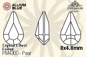 PREMIUM CRYSTAL Pear Fancy Stone 8x4.8mm Crystal Aurore Boreale F