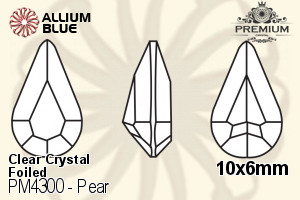 プレミアム Pear ファンシーストーン (PM4300) 10x6mm - クリスタル 裏面フォイル - ウインドウを閉じる