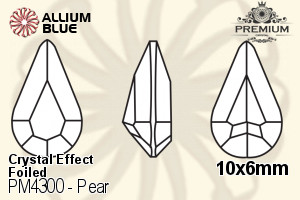 PREMIUM CRYSTAL Pear Fancy Stone 10x6mm Hematite F