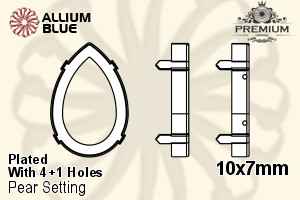 PREMIUM Pear Setting (PM4320/S), With Sew-on Holes, 10x7mm, Plated Brass