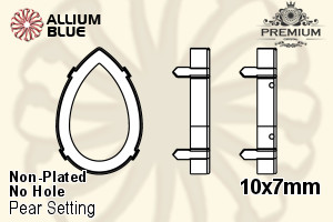 PREMIUM Pear 石座, (PM4320/S), 縫い穴なし, 10x7mm, メッキなし 真鍮