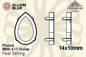 PREMIUM Pear Setting (PM4320/S), With Sew-on Holes, 14x10mm, Plated Brass - Click Image to Close