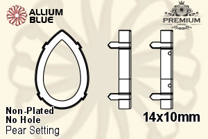 PREMIUM Pear 石座, (PM4320/S), 縫い穴なし, 14x10mm, メッキなし 真鍮