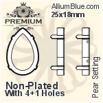 PREMIUM Pear 石座, (PM4320/S), 縫い穴付き, 25x18mm, メッキなし 真鍮