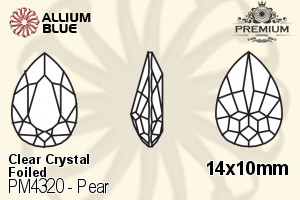 PREMIUM Pear Fancy Stone (PM4320) 14x10mm - Clear Crystal With Foiling - Click Image to Close