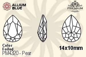 PREMIUM CRYSTAL Pear Fancy Stone 14x10mm Aqua F