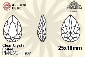 PREMIUM Pear Fancy Stone (PM4320) 25x18mm - Clear Crystal With Foiling - Haga Click en la Imagen para Cerrar