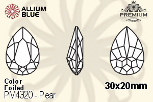 PREMIUM CRYSTAL Pear Fancy Stone 30x20mm Peridot F