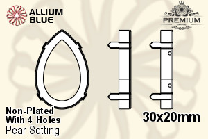 PREMIUM Pear Setting (PM4327/S), With Sew-on Holes, 30x20mm, Unplated Brass - 关闭视窗 >> 可点击图片