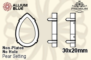 PREMIUM Pear 石座, (PM4327/S), 縫い穴なし, 30x20mm, メッキなし 真鍮 - ウインドウを閉じる