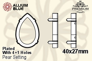 PREMIUM Pear 石座, (PM4327/S), 縫い穴付き, 40x27mm, メッキあり 真鍮 - ウインドウを閉じる