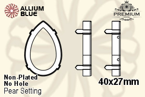 PREMIUM Pear Setting (PM4327/S), No Hole, 40x27mm, Unplated Brass
