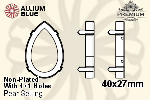 PREMIUM Pear 石座, (PM4327/S), 縫い穴付き, 40x27mm, メッキなし 真鍮 - ウインドウを閉じる