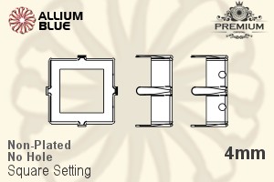 PREMIUM Square 石座, (PM4400/S), 縫い穴なし, 4mm, メッキなし 真鍮 - ウインドウを閉じる