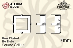 PREMIUM Square 石座, (PM4400/S), 縫い穴なし, 7mm, メッキなし 真鍮